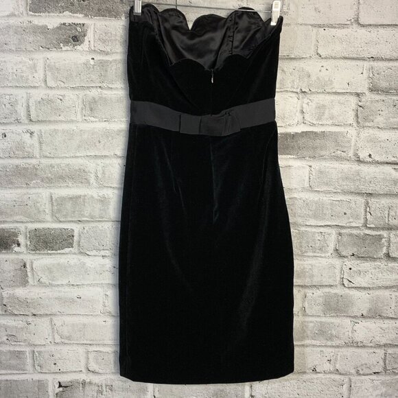 Milly Black Velvet Empire Waist Strapless Scalloped Babydoll Formal Dress - Picture 4 of 13